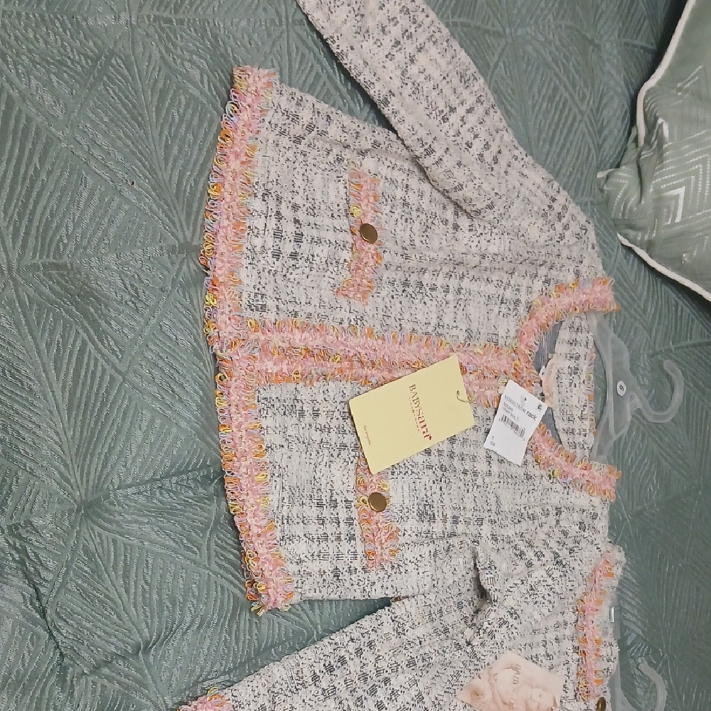 Nordstrom Tweed Kids Blazer with Pink and Gold Details